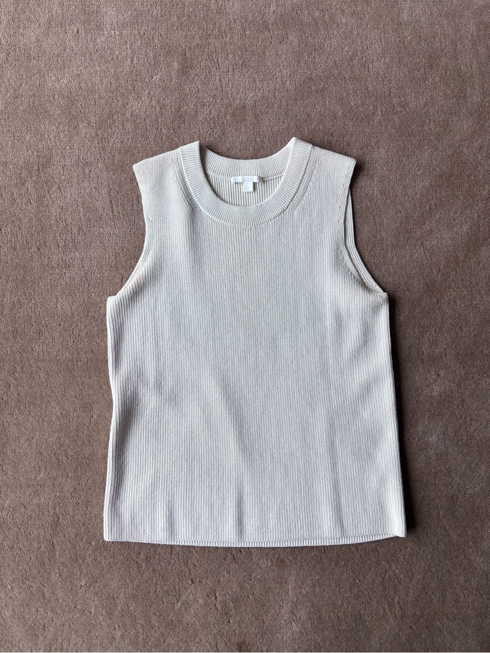 COS Ribbed Sleeveless Knit Tank Top | Size XS | Cream